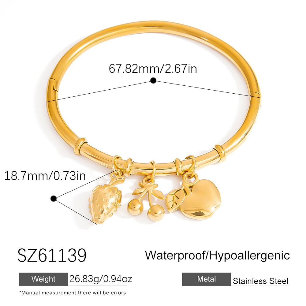 Niedliche, fruchtige Armbänder aus wasserdichtem Edelstahl in Goldfarbe für Damen Bild2