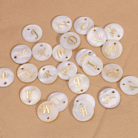 Simple Retro Shell - shaped Alphabet DIY Pendant