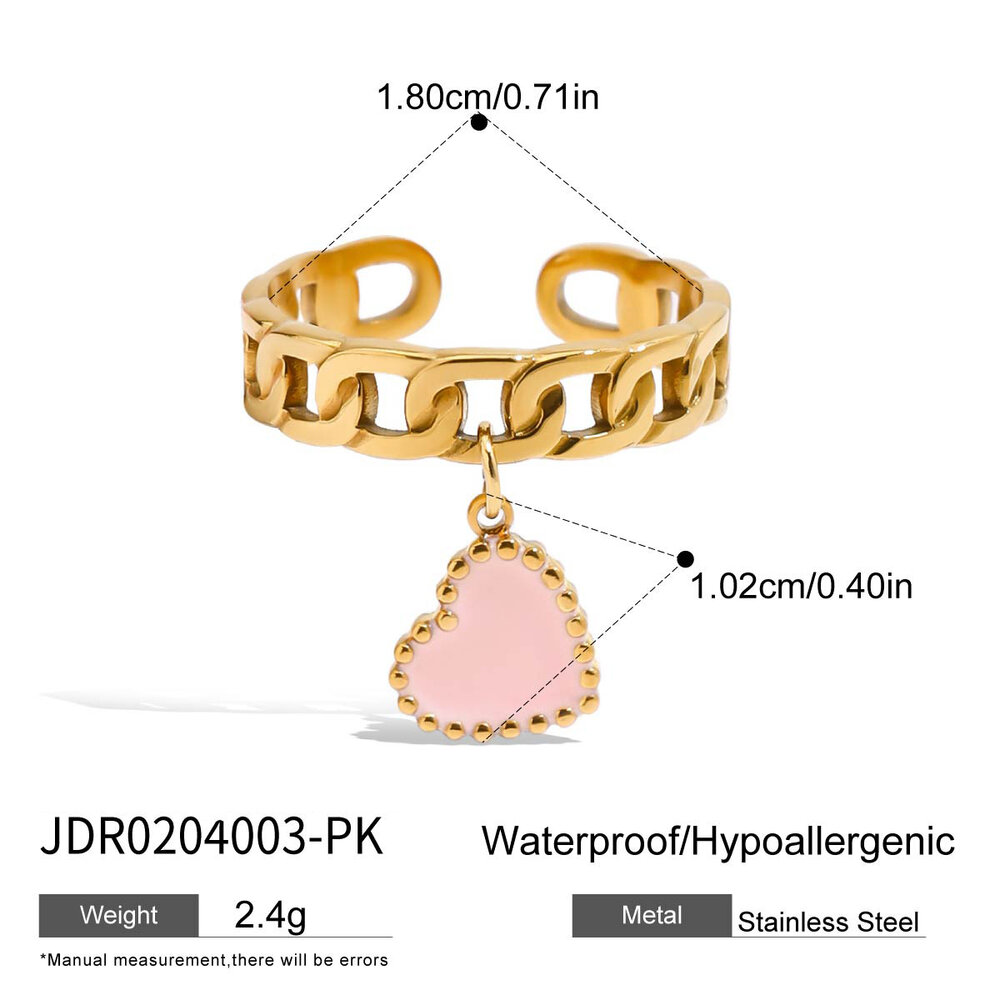 Retro-Herz-Statement-Ringe aus wasserdichtem Edelstahl in Goldfarbe