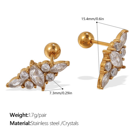 Flower Stainless Steel Waterproof Gold Color Piercing Earrings