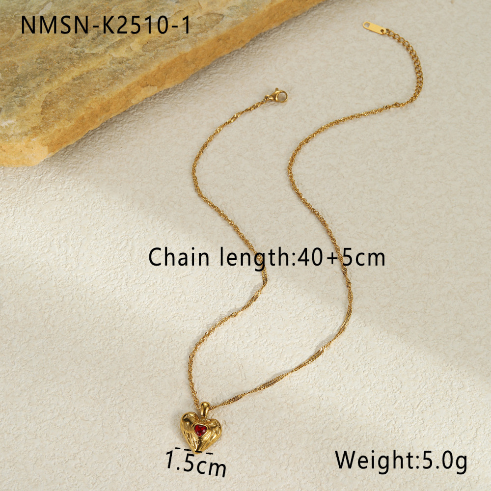 1 Pair Simple Series Daily Heart Stainless Steel Waterproof Gold Color Women's Pendant Necklaces Picture2