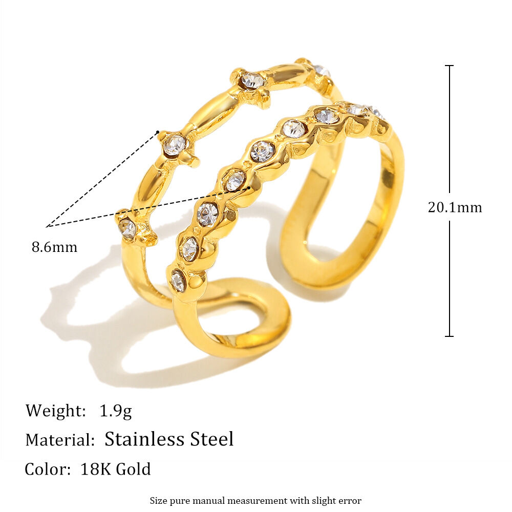 Anello aperto con doppio diamante - Oro Immagine2