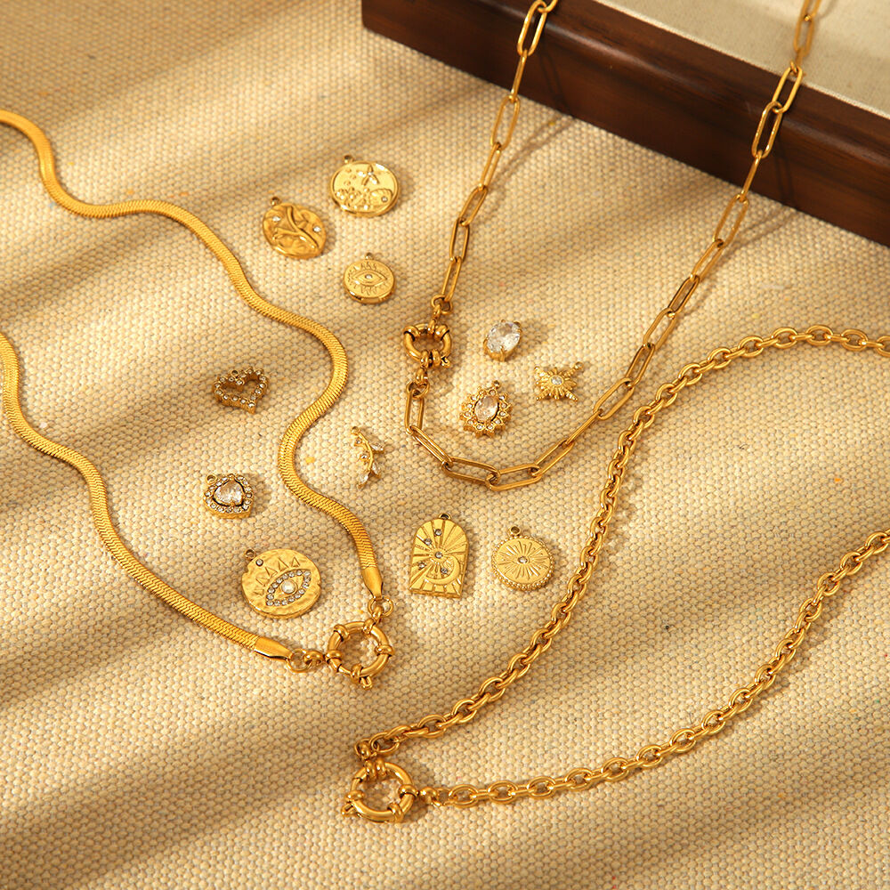 1 Pair Luxurious Series Elegant Geometric Stainless Steel Waterproof   Gold Color  Zircon Unisex Pendants 2