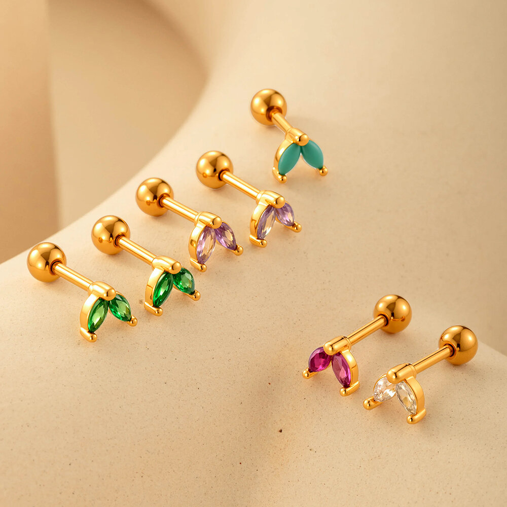 Pendientes de circonitas color cobre y dorado