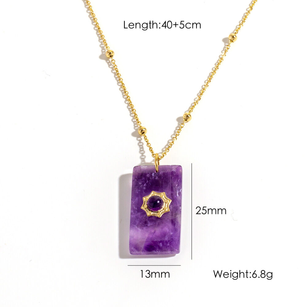 Collares sencillos retro con colgante de piedra natural para mujer 