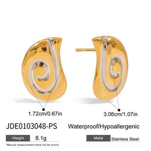 Spiral Stainless Steel Waterproof MIxed Color Stud Earrings h5 Picture2
