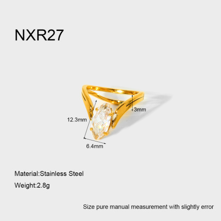 1 Pair Romantic Series Elegant Eye Stainless Steel Waterproof   Gold Color  Zircon Statement Rings