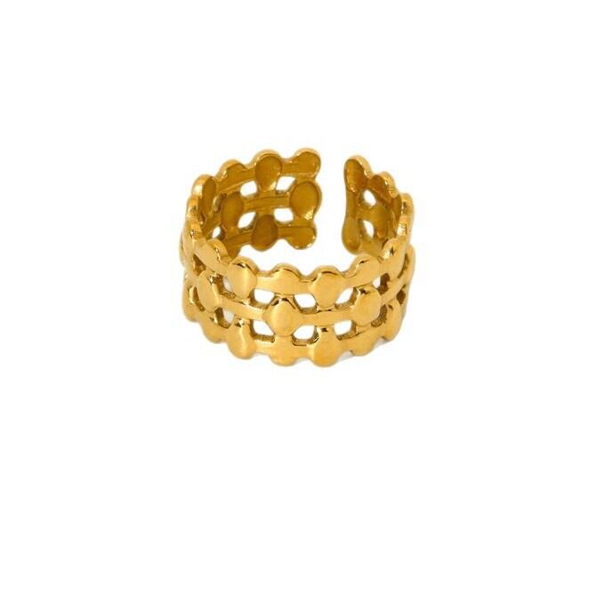 Simple Series Daily Geometric Stainless Steel Waterproof Gold Color Women‘s Rings Picture5