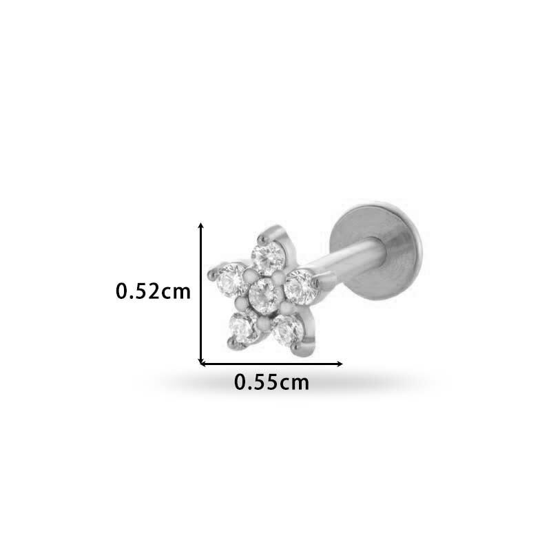 1 Piece Stainless Steel Waterproof Gold Color Zircon Piercings Earrings h5Picture2