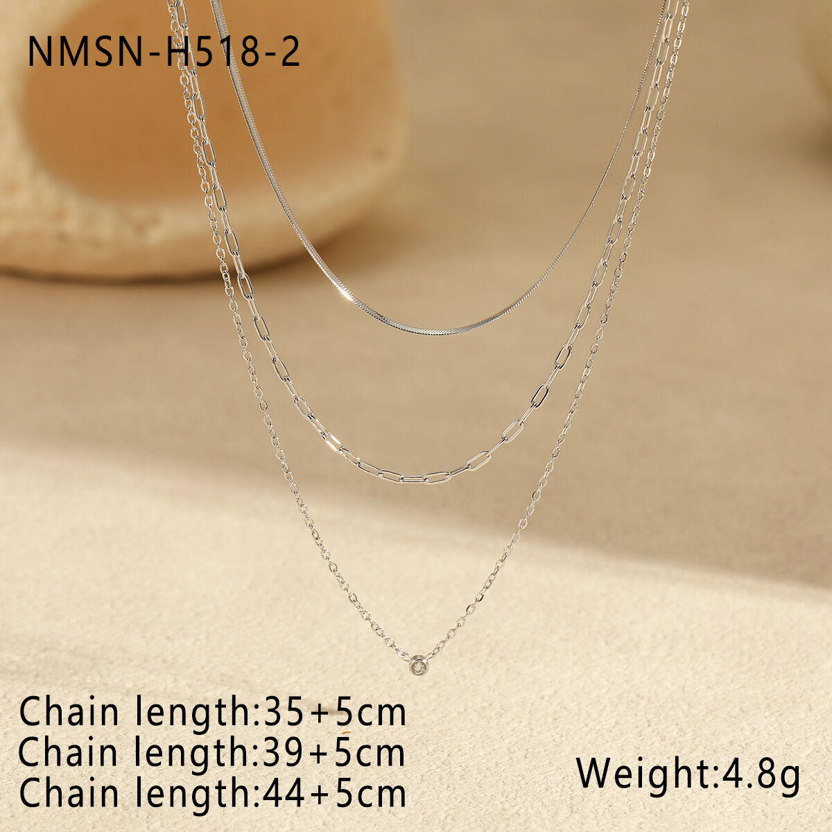 Collier trois rangs couleur acier NMSN-H518-2 Image2