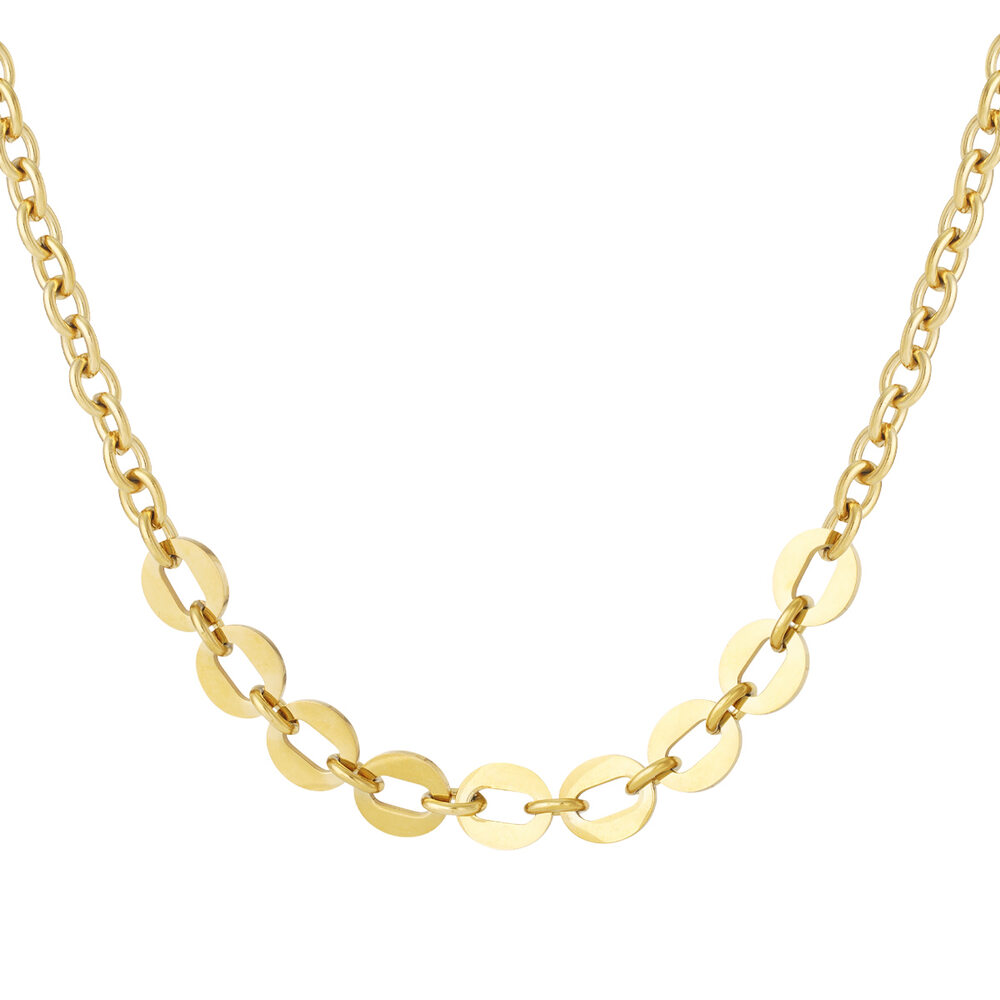 Simple Series Annular Patchwork Stainless Steel Waterproof Gold Color Women's Chain Necklaces