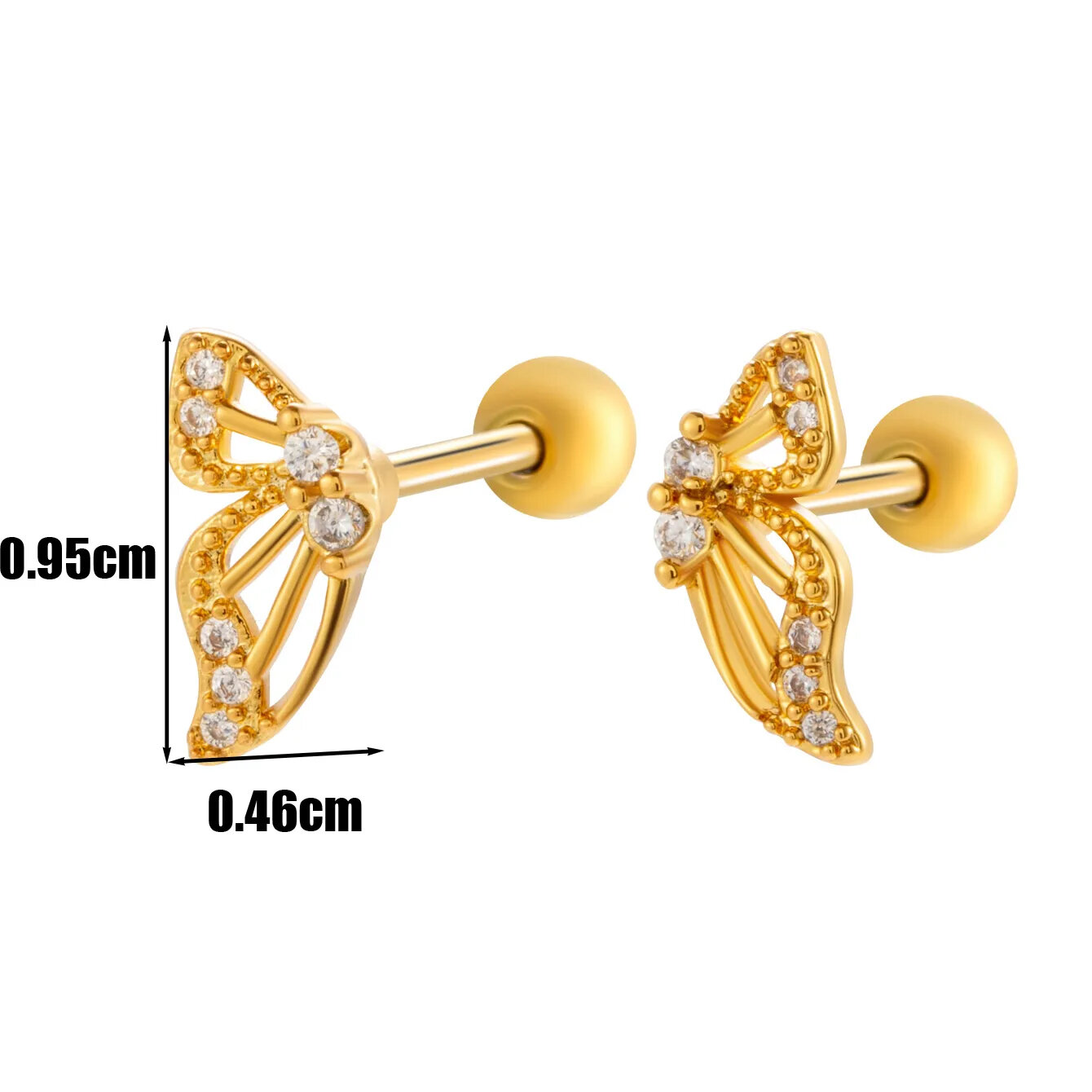Wings Copper Gold Color Zircon Piercings Earrings Picture2