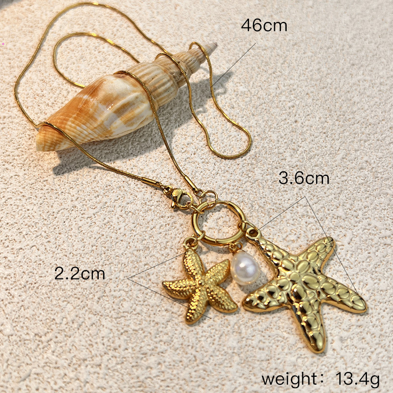 Starfish Stainless Steel Waterproof Gold Color Pendant Necklaces Picture2
