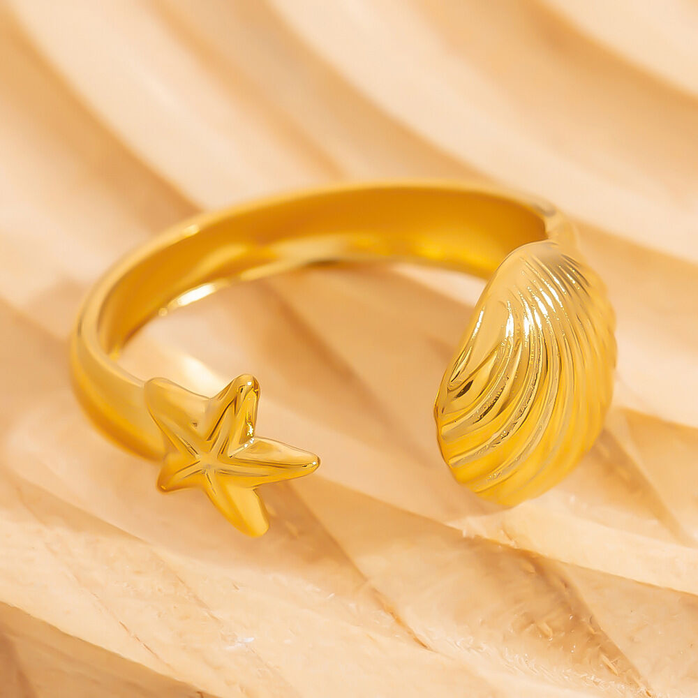 Simple Series Casual Turtle Edelstahl wasserdichte Statement-Ringe in Goldfarbe h5 Bild3