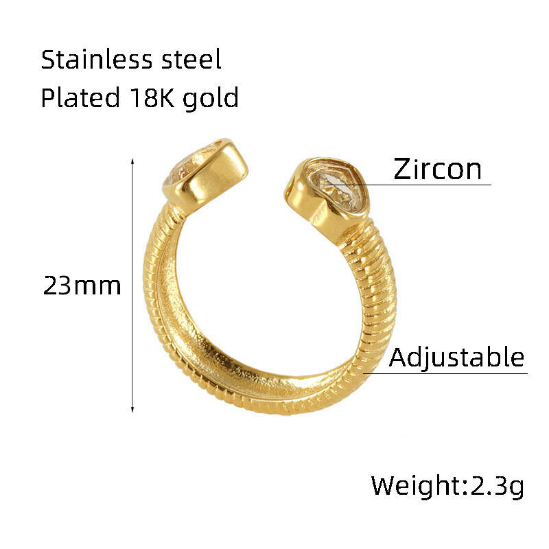 Heart Stainless Steel Waterproof Gold Color Gemstone Rings Picture2