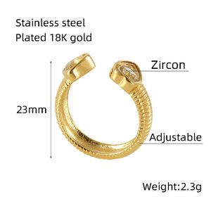 Heart Stainless Steel Waterproof Gold Color Gemstone Rings h5 Picture2