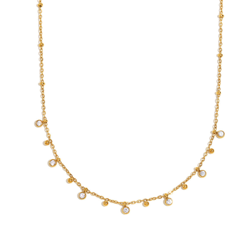 Elegantes collares de cadena de acero inoxidable de color sólido, resistentes al agua, para mujer. h5 