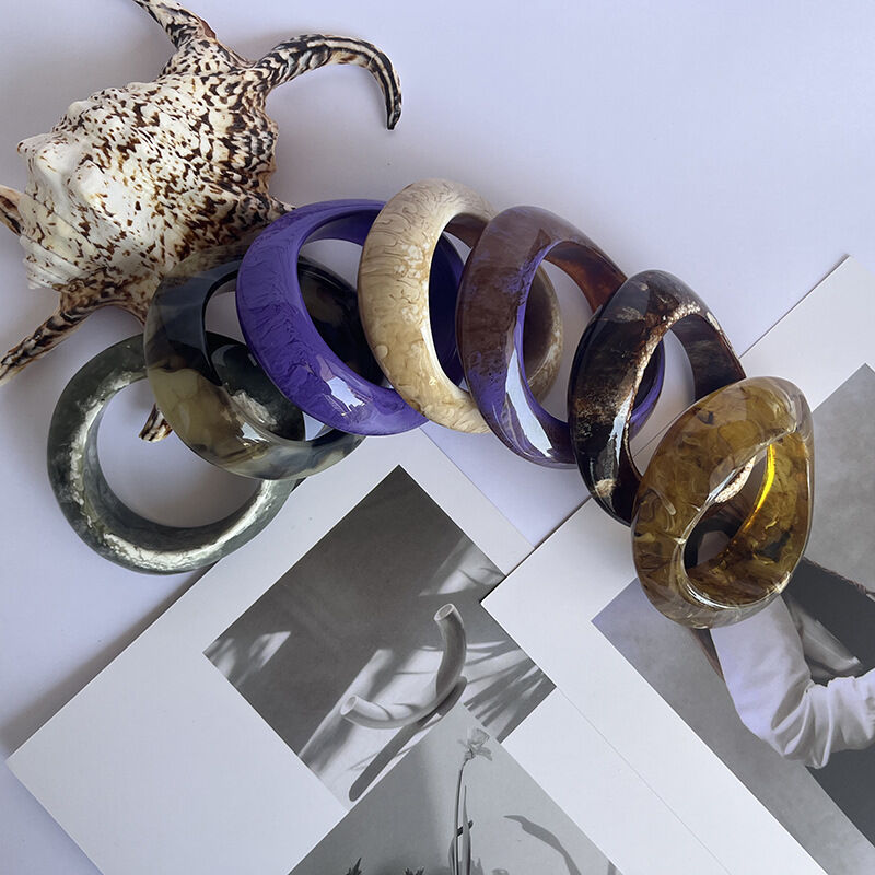 Irregularly Shaped Blurred Acrylic Women's Bangles