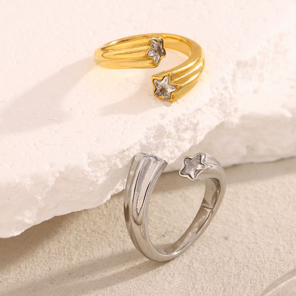 1 Piece Simple Series Daily Stainless Steel Waterproof Women's Gemstone Rings Picture5