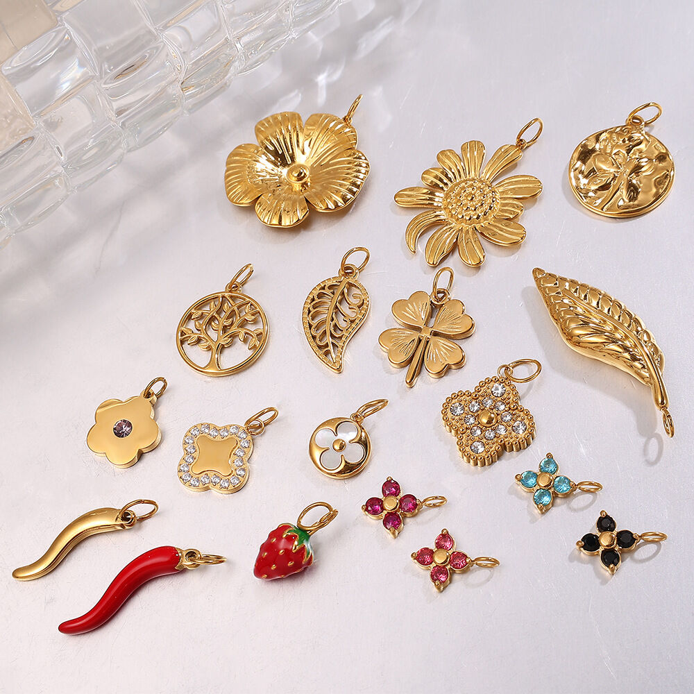 Clover Stainless Steel Waterproof Gold Color DIY Pendants