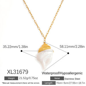 1Luxurious Conch Stainless Steel Waterproof Gold Color Women's Pendant Necklaces h5 Picture2