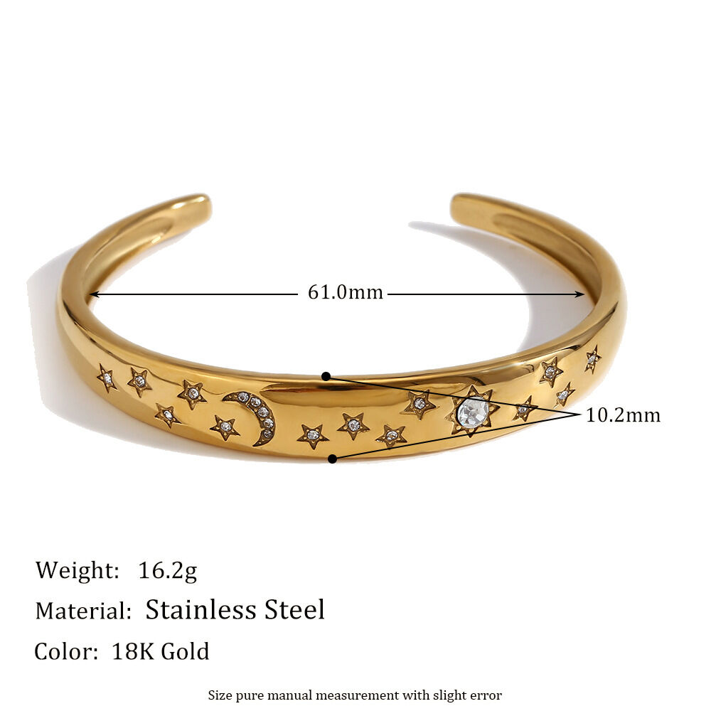 Simple Series Elegant Star Stainless Steel Waterproof Women's Adjustable Rings h5 Picture2