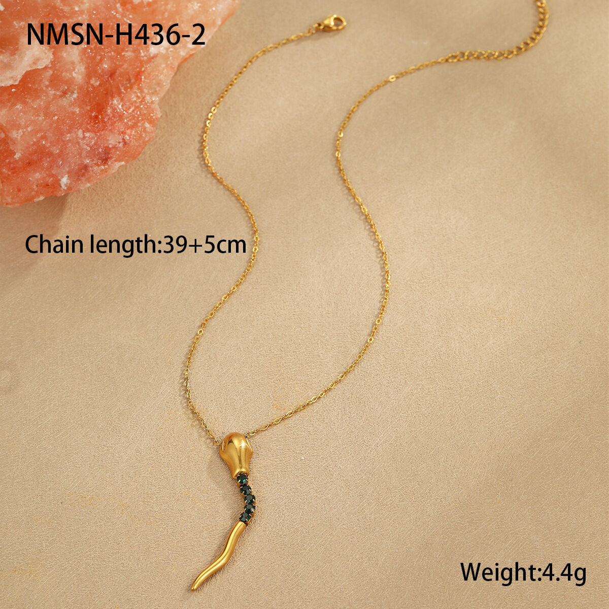 NMSN-H436-2 Collana con serpente verde Immagine6