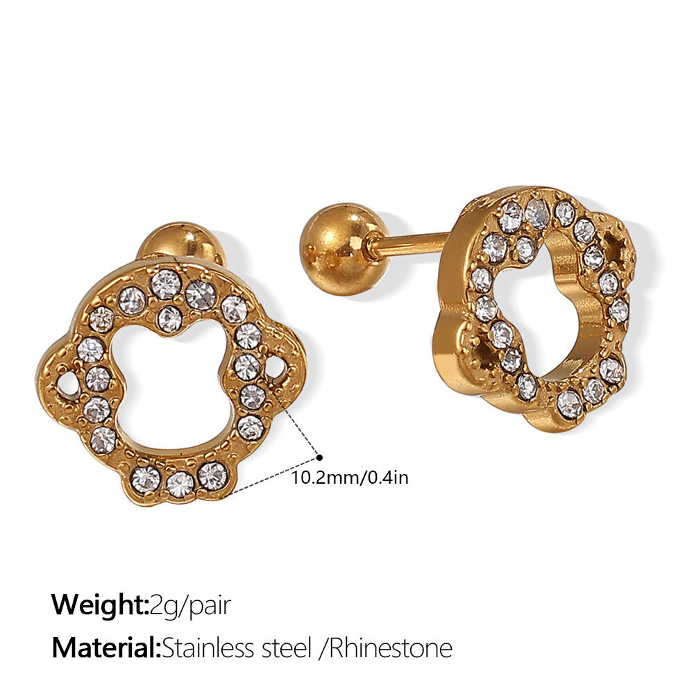 Eh977Weg White Diamond Gold Stud Earrings Picture4