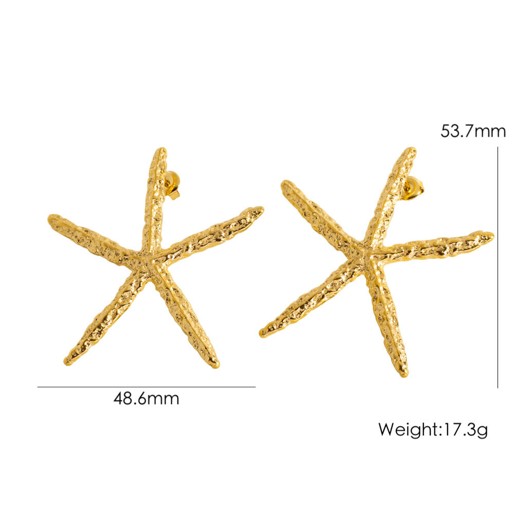 Stylish Solid Colored Starfish Stainless Steel Waterproof Women's Stud Earrings