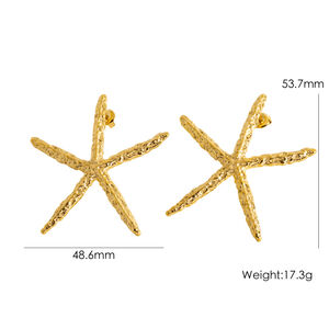 Stylish Solid Colored Starfish Stainless Steel Waterproof Women's Stud Earrings h5