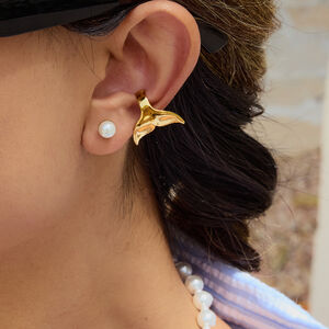 Fish Tail Stainless Steel Waterproof Gold Color Ear Cuffs h5 Picture3