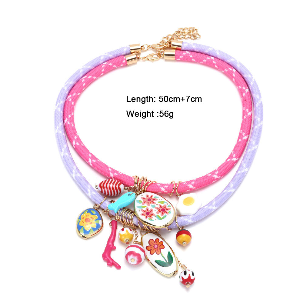 Retro Flower CCB Pendant Necklaces 