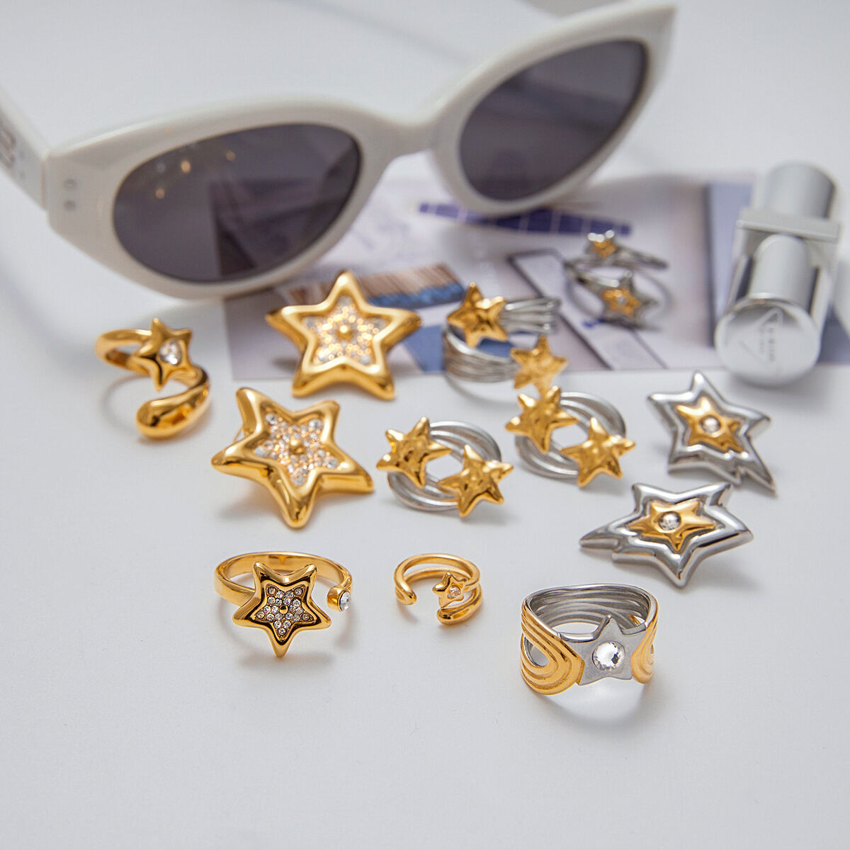  style star edelstahl gold farbe ohrring sets 2