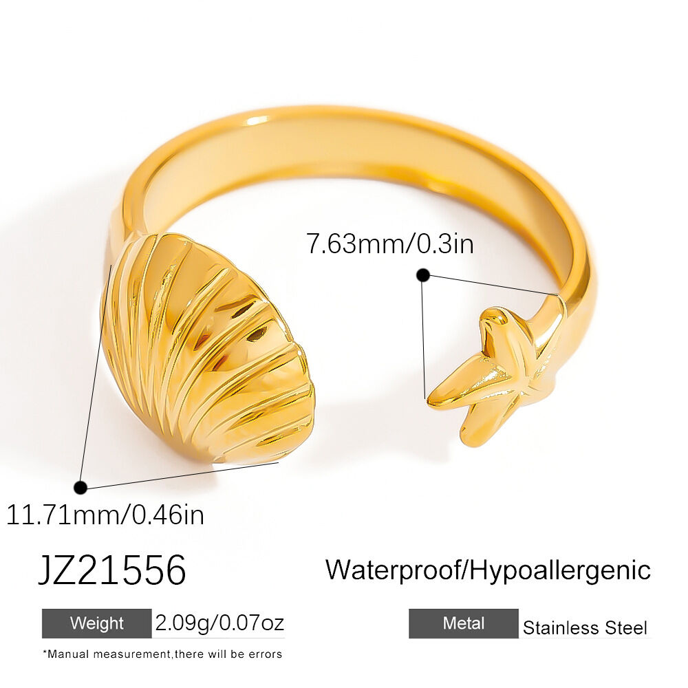 Simple Series Casual Turtle Edelstahl wasserdichte Statement-Ringe in Goldfarbe h5 Bild2
