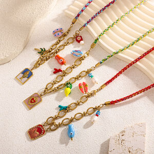 Colorful Oil- Glazing Conch Stainless Steel Waterproof Women's Pendant Necklaces h5 Picture4