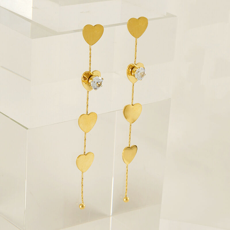 Tassel Stainless Steel Waterproof Gold Color Dangle Earrings 2