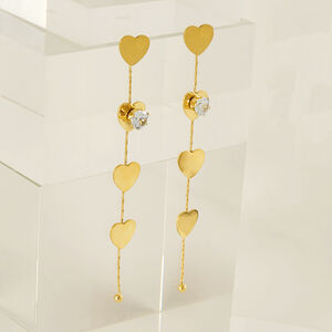 Tassel Stainless Steel Waterproof Gold Color Dangle Earrings h5 Picture3