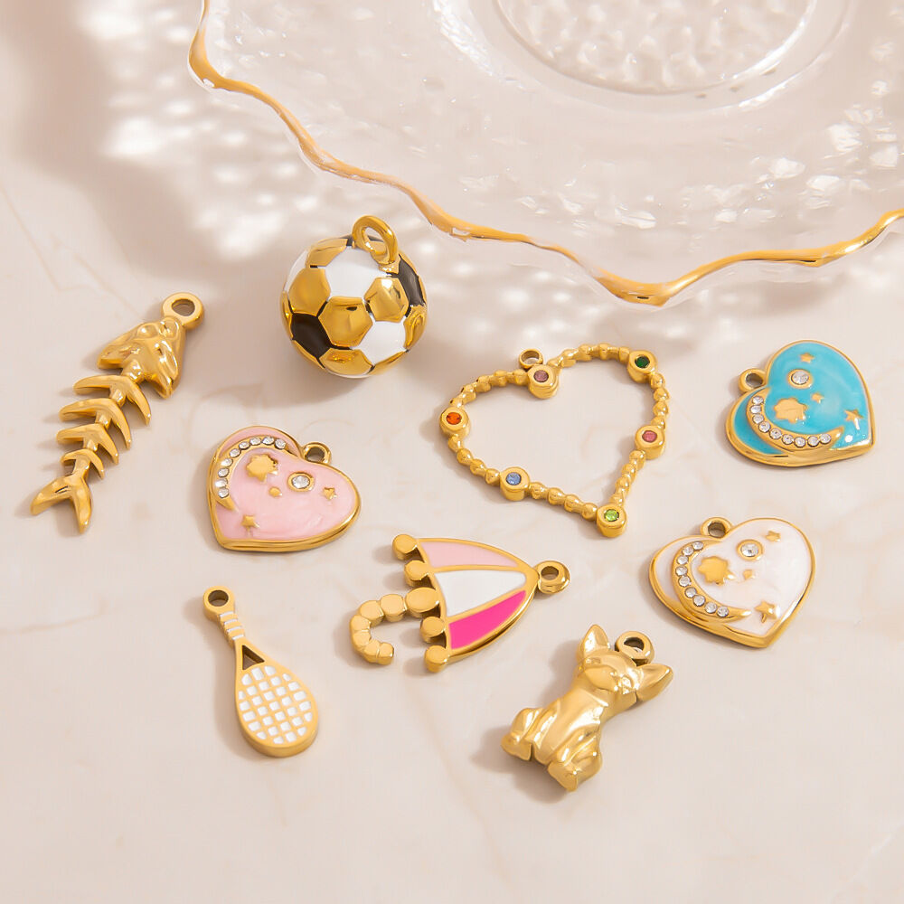 Heart Stainless Steel Waterproof Gold Color DIY Pendants