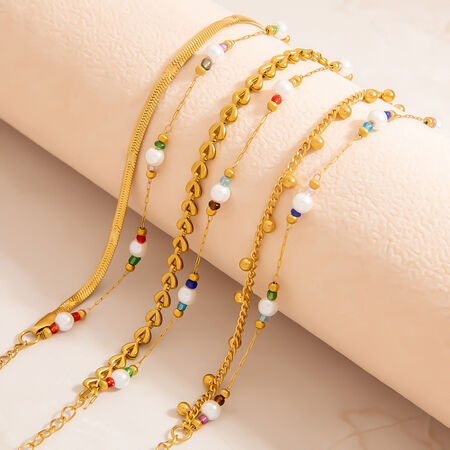 Double Layer Beaded Stainless Steel Waterproof Women's Bracelet 2
