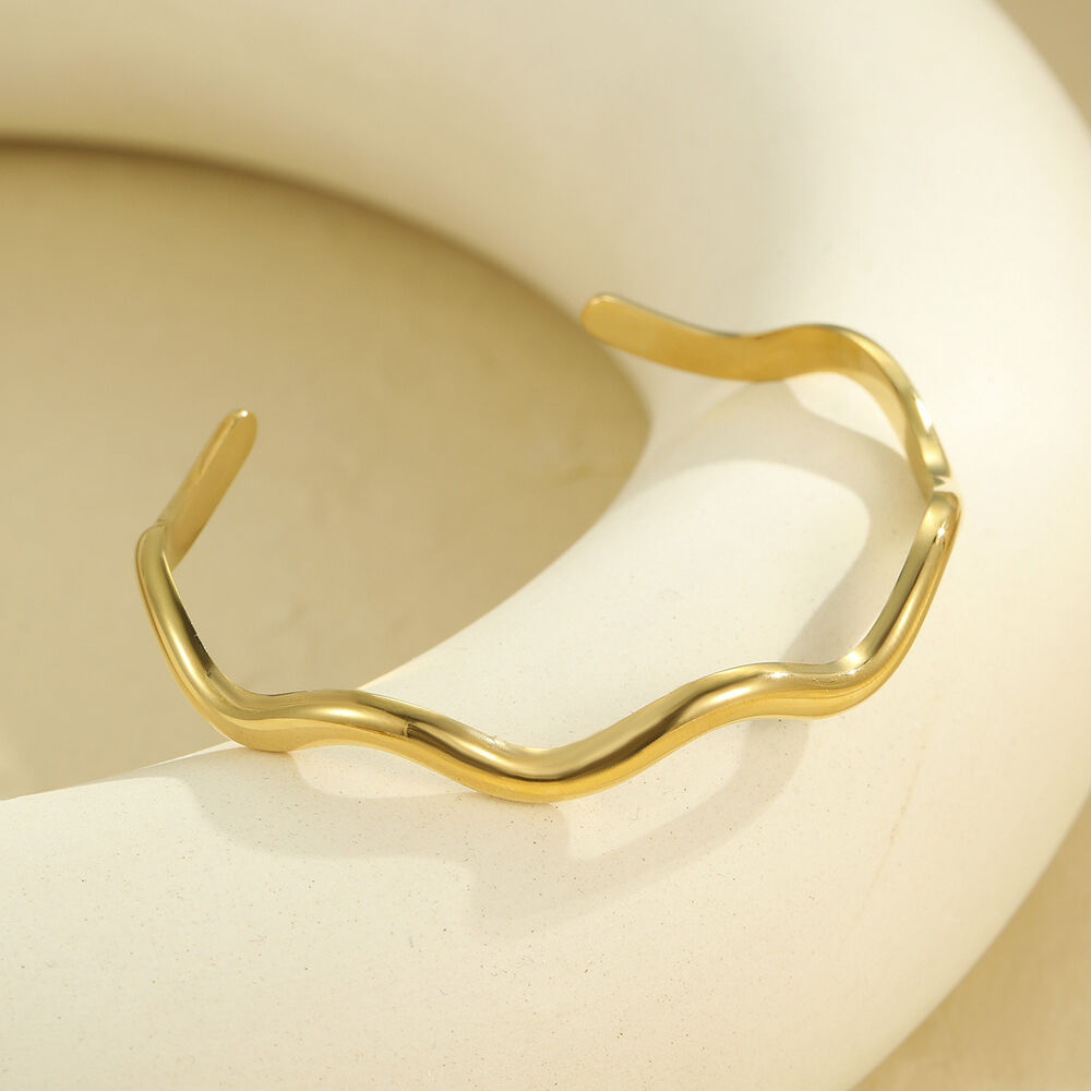 Braccialetti da donna impermeabili in acciaio inossidabile con motivo geometrico quotidiano della serie Luxurious h5Immagine5
