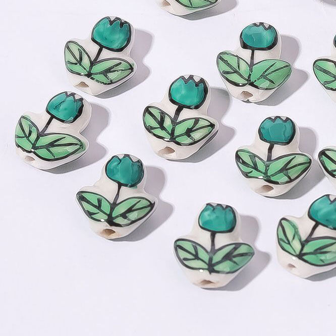 1 Piece Green Series Ceramics DIY Jewelry Bead Picture2