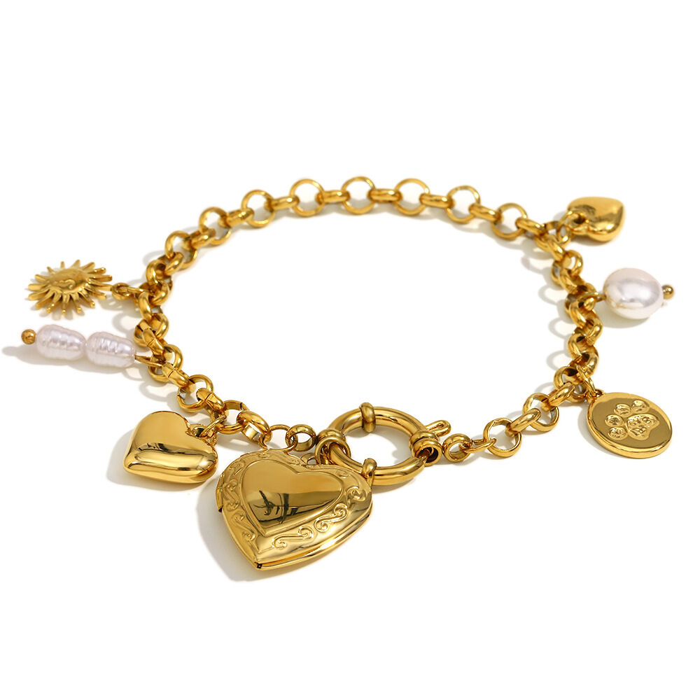 1 Piece Classic Series Daily Heart Stainless Steel Waterproof Women's Charm Bracelets