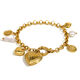 Small Circle Chain Heart Pendant Bracelet - Gold