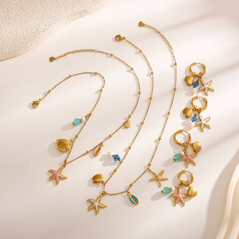 Classic Starfish Colorful Gold Color Women's Pendant Necklaces Picture4