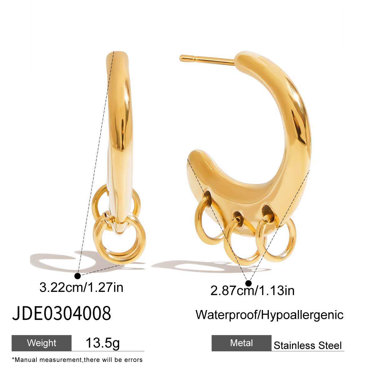 Boucles d'oreilles créoles en acier inoxydable couleur or Ins Style Image2