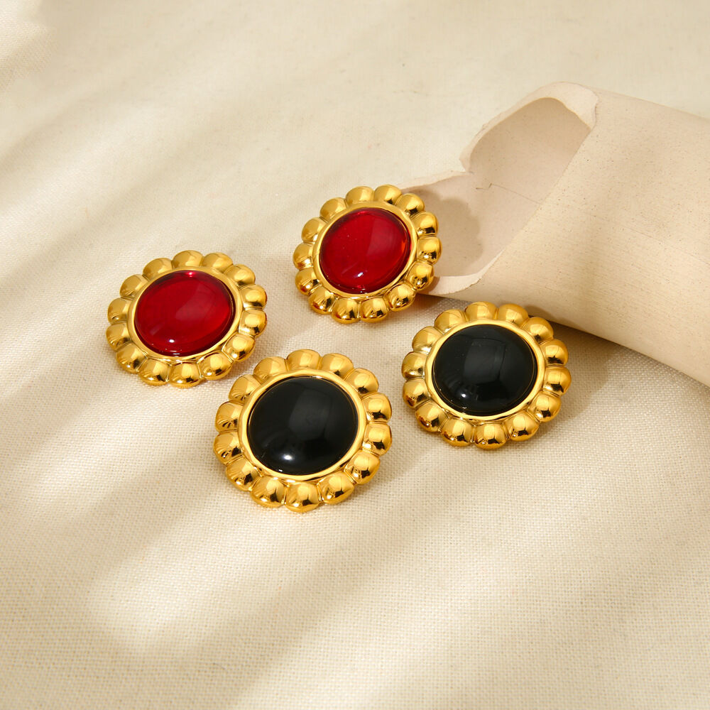 High-end retro rood-groene elliptische oorbellen voor dames