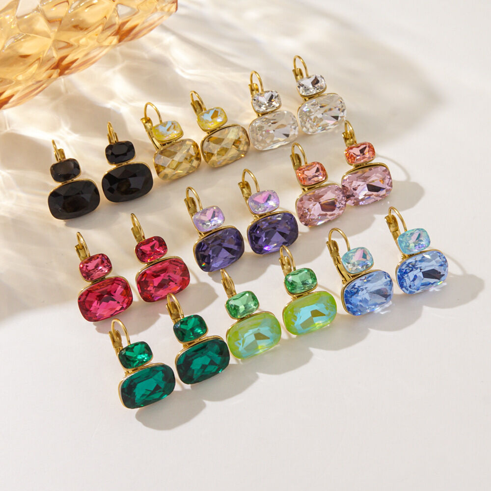 Luxurious Series Daily Engraved Stainless Steel Waterproof Zircon Women's Party Earrings