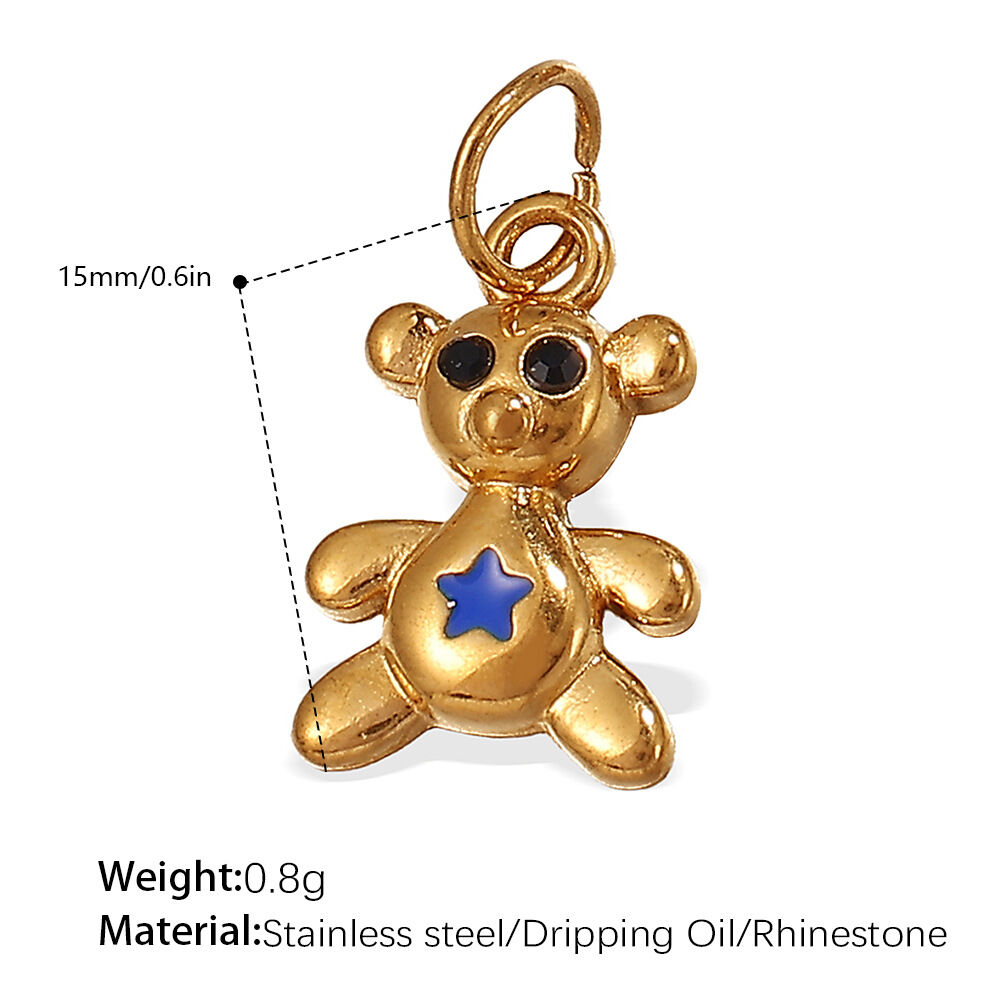 Cute Bear Stainless Steel Waterproof  Gold Color Pendants h5 