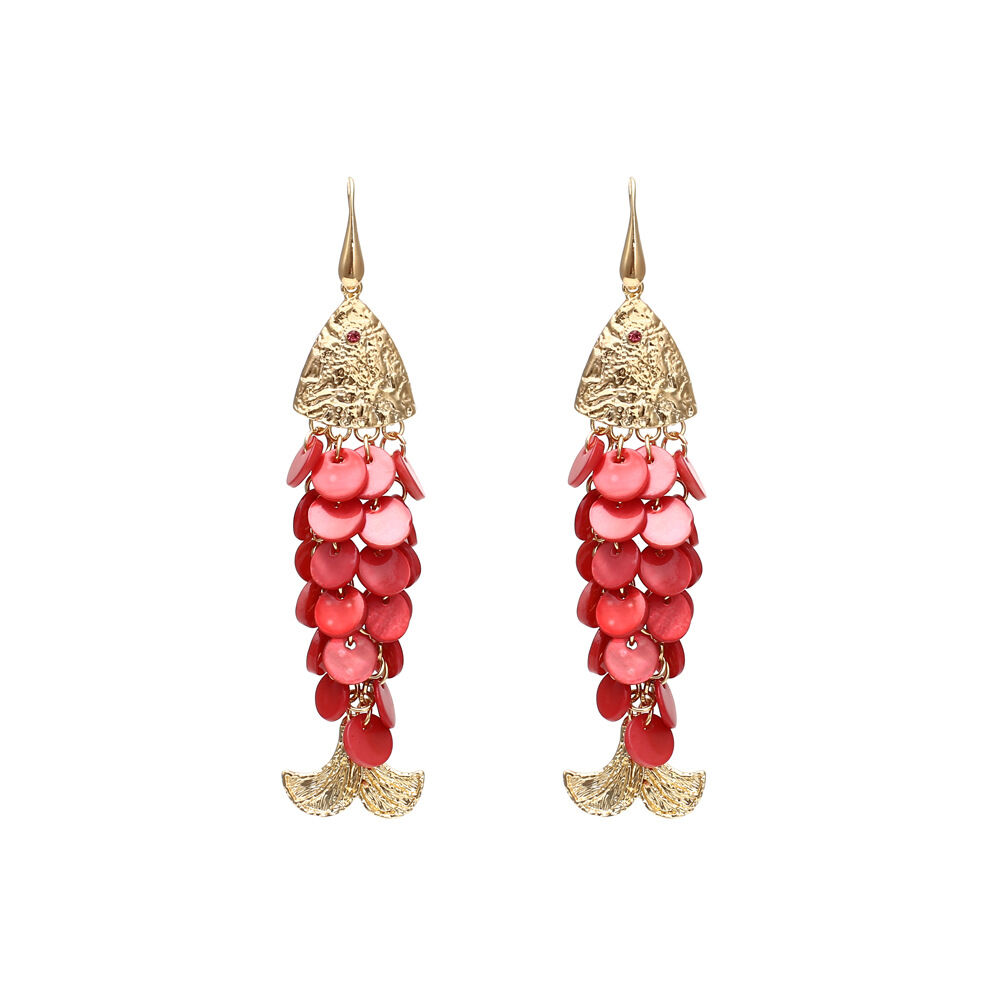 Luxurious Retro Alloy Fish Shell Party Earrings