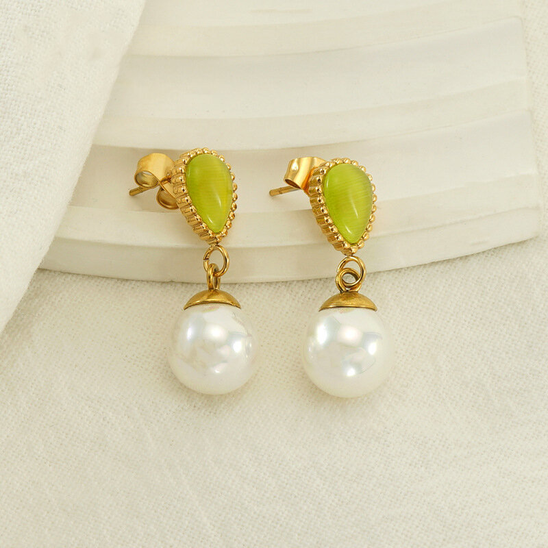 Elegant Stainless Steel Waterproof Gold Color Drop Earrings
